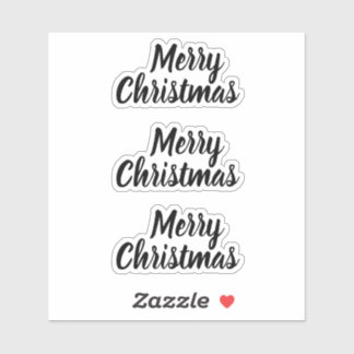 Merry christmas black and white trendy minimalist sticker