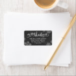 Merry Christmas Black Chalkboard Return Address Label<br><div class="desc">Dress up your envelopes in style this holiday season! The label design features a "Merry Christmas" in modern white script text with custom return address text,  hand-drawn snowflake border,  and background that has a rustic black chalkboard appearance.</div>