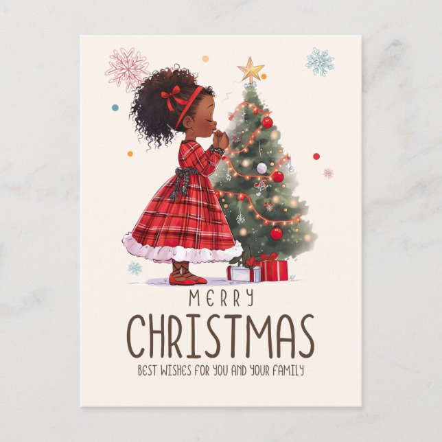 Merry Christmas Black Girl Magic Melanin Xmas Fun Postcard (Front)