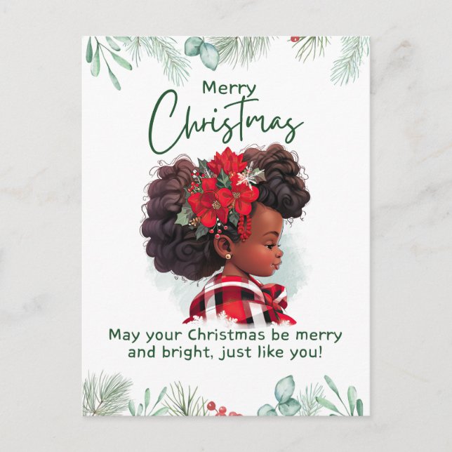 Merry Christmas Black Girl Magic Melanin Xmas Fun Postcard (Front)