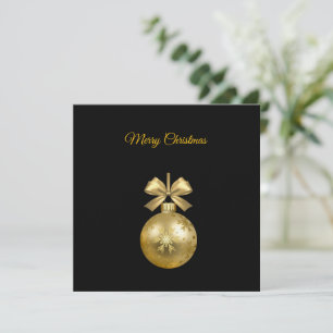 Merry Christmas Black/Gold Christmas Ornament Invitation