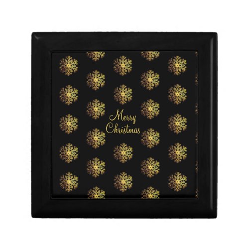 Merry Christmas Black Gold Snowflake Pattern Gift Box