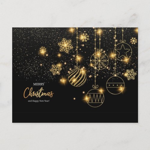 Merry Christmas Black Gold Star Postcard