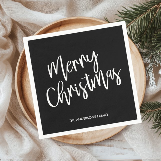 Merry Christmas Black Holiday Napkins (Creator Uploaded)