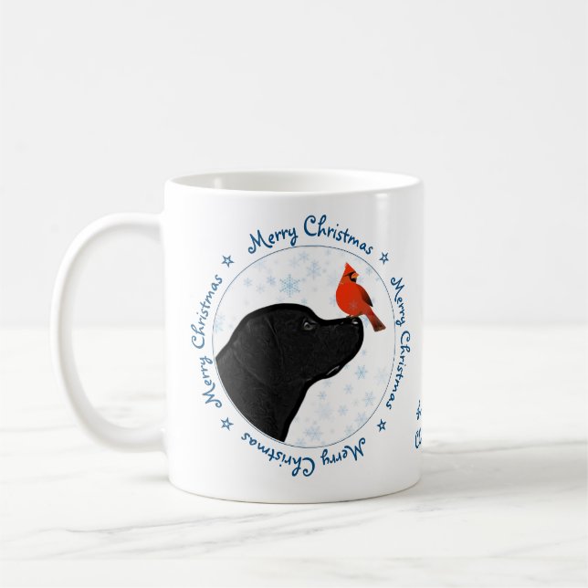 Merry Christmas Black Labrador Coffee Mug (Left)