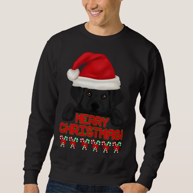 Merry Christmas Black Labrador Retriever Puppy! Es Sweatshirt (Front)