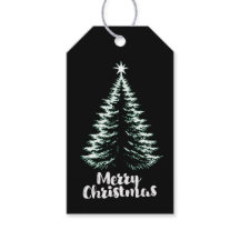 Merry Christmas Black & Mint Distressed Chic Tree