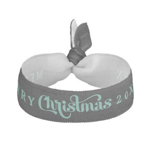 Merry Christmas Black Mint Text Design Elastic Hair Tie