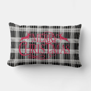 Merry Christmas Black Plaid Lumber Pillow