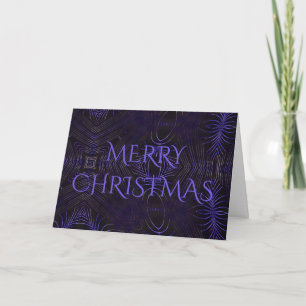 Merry Christmas Black Purple Kaleidoscope Design Holiday Card