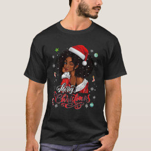 Merry Christmas Black Queen Girl African Santa Mel T-Shirt