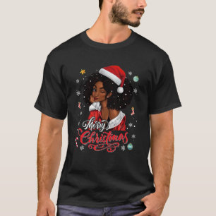 Merry Christmas Black Queen Girl African Santa Mel T-Shirt