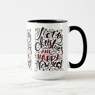 Merry Christmas Black & Red Elegant Typography Mug