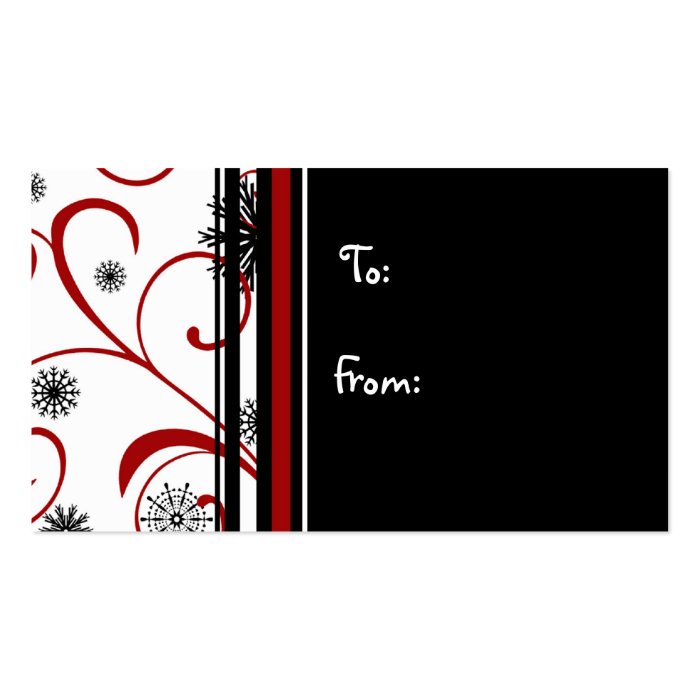 Merry Christmas Black Red Snowflakes Gift Tags Business Card Templates