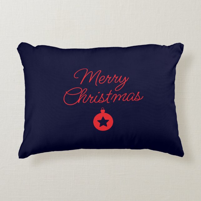 Merry Christmas Black Rock Blue Classical Unique Accent Pillow (Front)