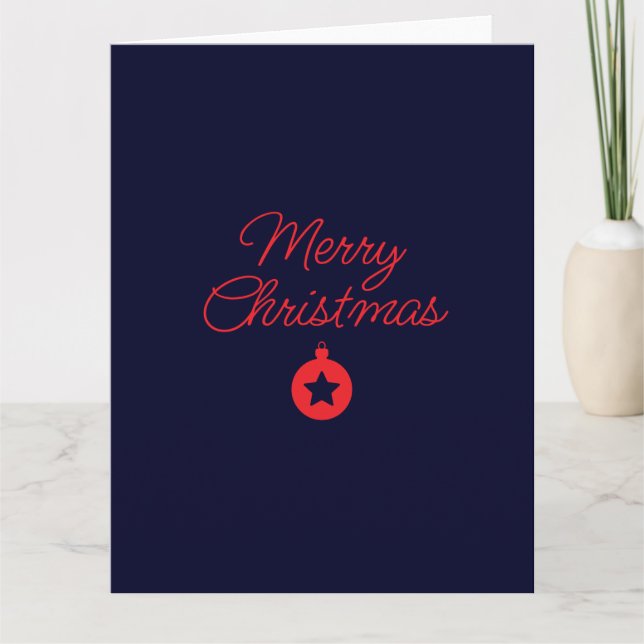 Merry Christmas Black Rock Blue Classical Unique Card (Front)