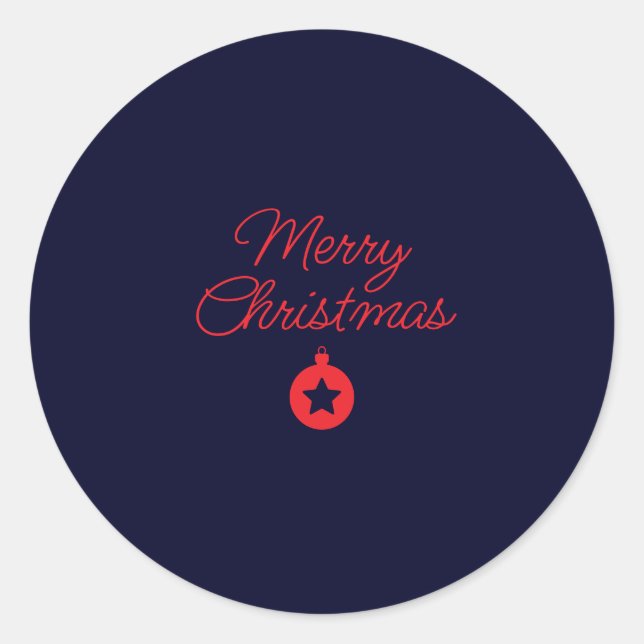 Merry Christmas Black Rock Blue Classical Unique Classic Round Sticker (Front)