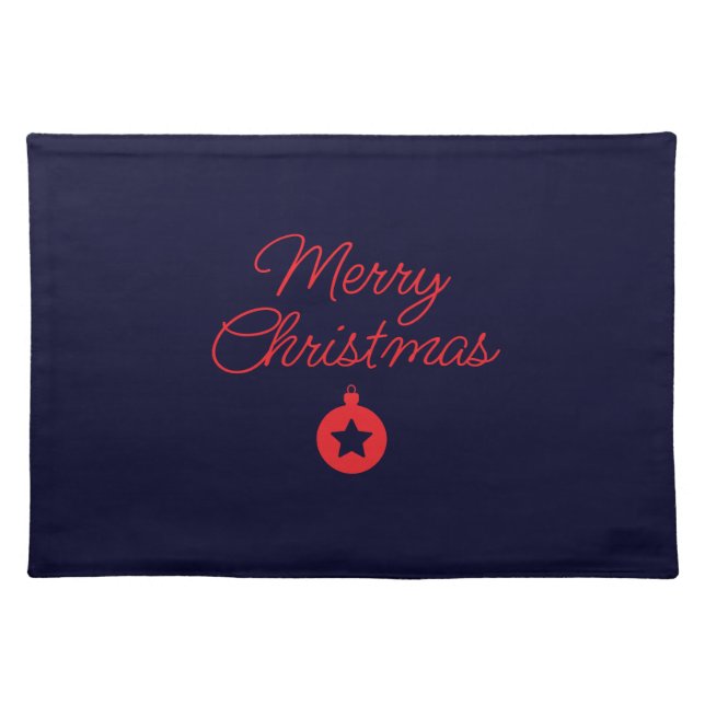 Merry Christmas Black Rock Blue Classical Unique Cloth Placemat (Front)