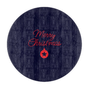 Merry Christmas Black Rock Blue Classical Unique Cutting Board
