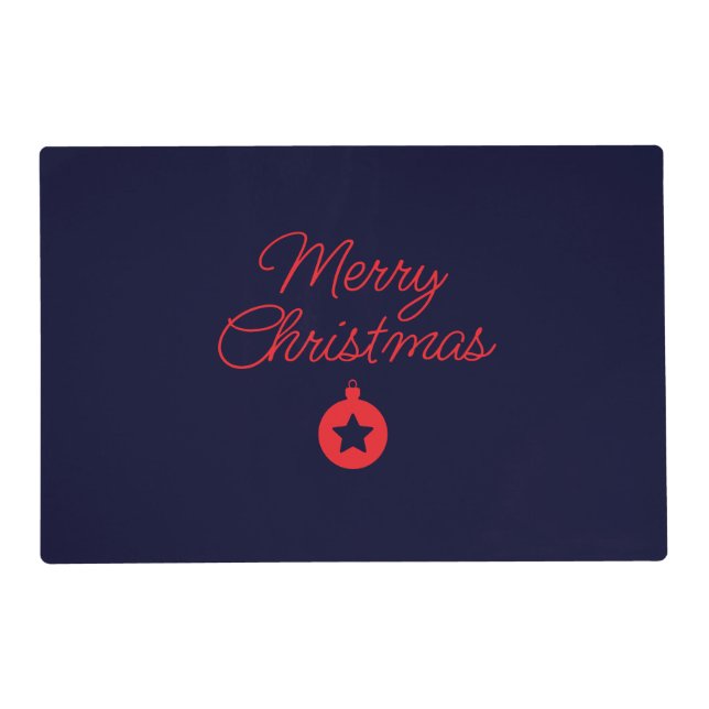 Merry Christmas Black Rock Blue Classical Unique Placemat (Front)