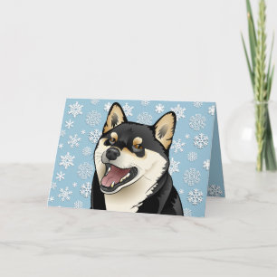 Merry Christmas Black Shiba Inu Customizable Card