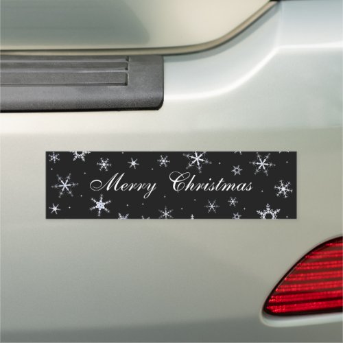 Merry Christmas Black Snowflakes Car Magnet