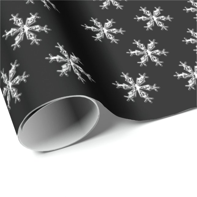 Merry Christmas Black Snowflakes Wrapping Paper (Roll Corner)