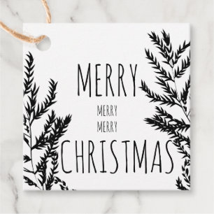 Merry Christmas Black & White Gift Tag