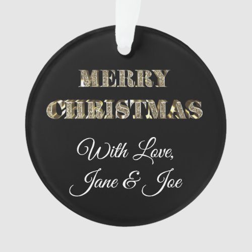 Merry Christmas Black White Gold Elegant Ornament