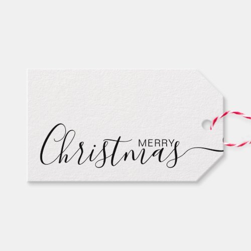 Merry Christmas Black White Minimalist Gift Tags