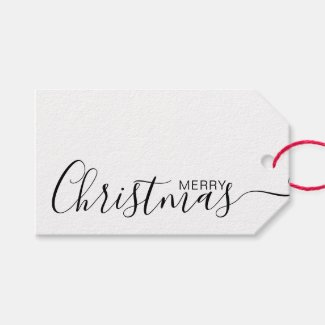 Merry Christmas Black White Minimalist Gift Tags