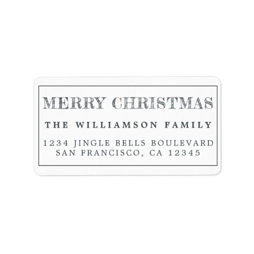 Merry Christmas Black White Return Address Label