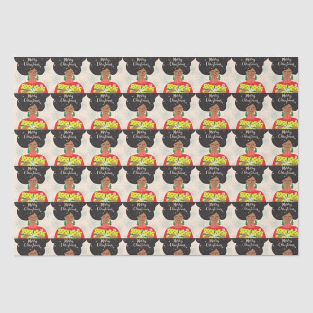 Merry Christmas, Black Woman, Bright Sweater Gift Tissue Paper (Front)