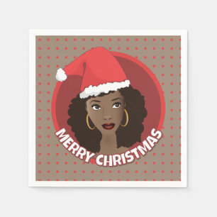 Merry Christmas, Black Woman Santa Hat Napkins