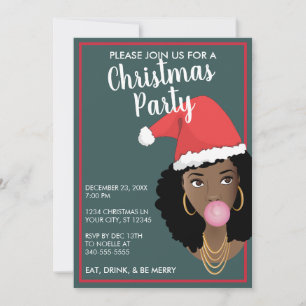 Merry Christmas! Black Woman Santa Hat, Teal & Red