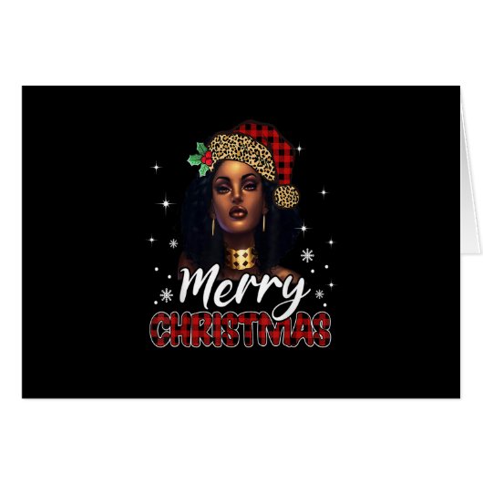 Merry Christmas Black Women African Santa Hat Leop (Front Horizontal)