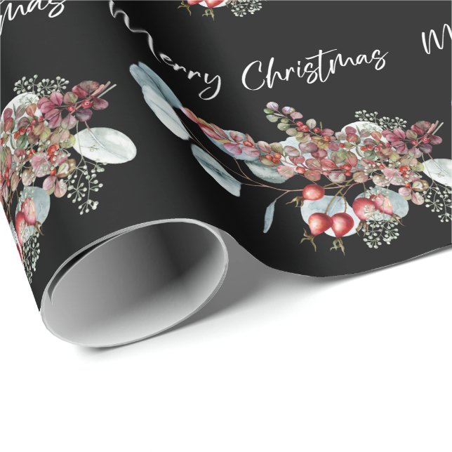 Merry Christmas Black Wrapping Paper (Roll Corner)