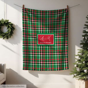 Merry Christmas Blanket Festive Red Green Tartan