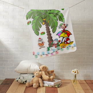 Merry Christmas Blankets Santa Claus Beach Bum