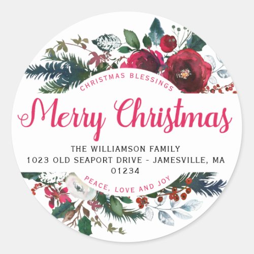 Merry Christmas Blessings Return Address Labels