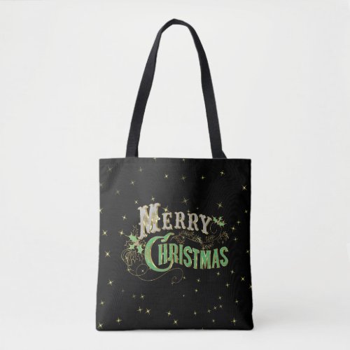 Merry Christmas Bling Retro Typography Tote Bag