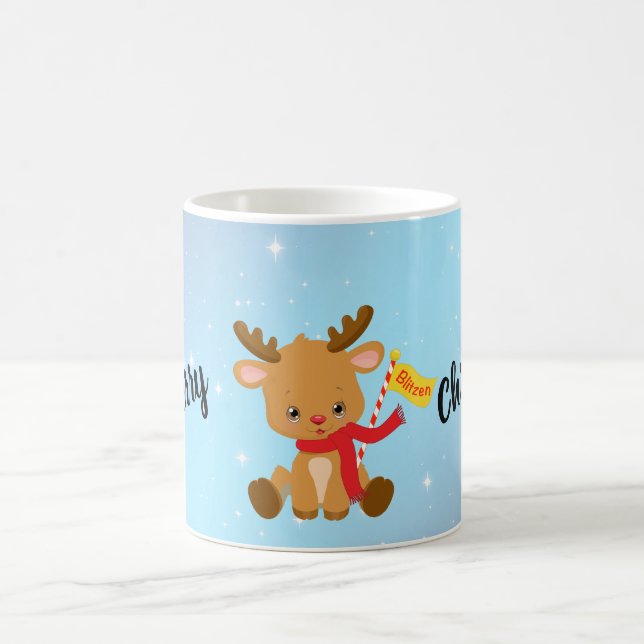 Merry Christmas Blitzen Reindeer   Coffee Mug (Center)