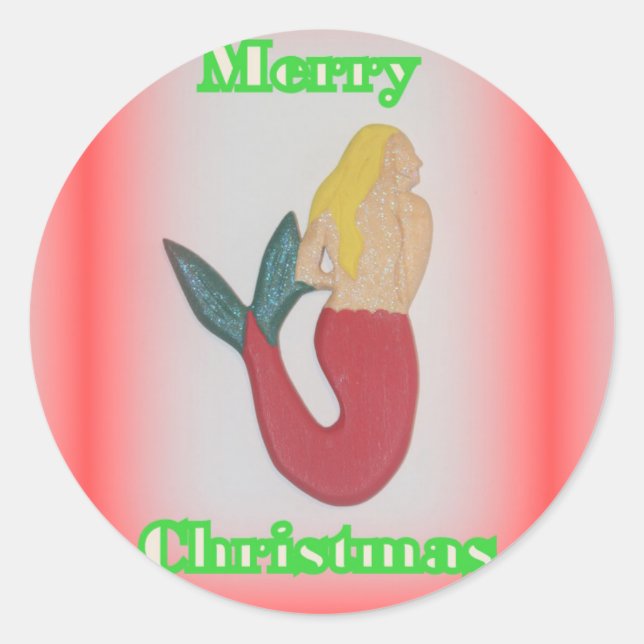 Merry Christmas blonde mermaid sticker (Front)