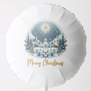 Merry Christmas blue and gold Balloon