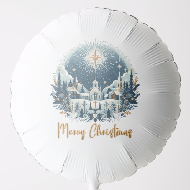 Merry Christmas blue and gold  Balloon (Front)