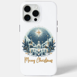 Merry Christmas blue and gold iPhone 15 Pro Max Case