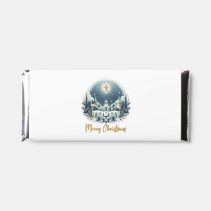 Merry Christmas blue and gold Hershey Bar Favors