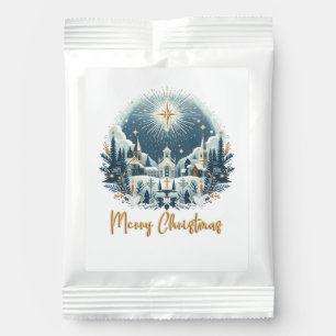 Merry Christmas blue and gold Hot Chocolate Drink Mix