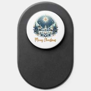 Merry Christmas blue and gold  PopSocket