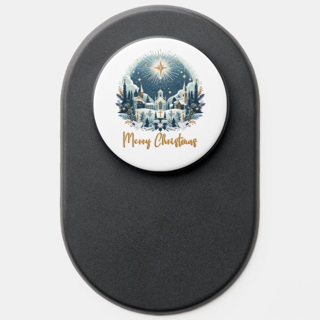 Merry Christmas blue and gold  PopSocket (Popsocket)
